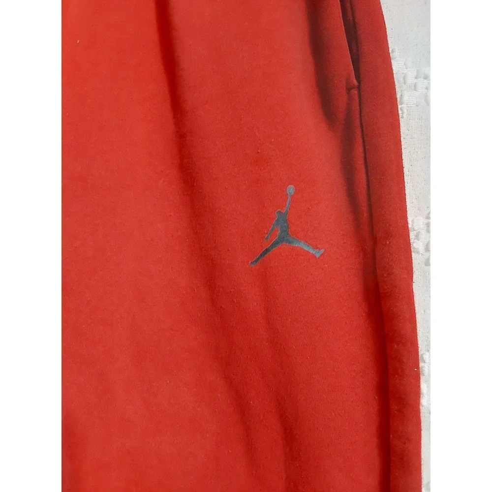 Jordan Mens Red Fleece Joggers Jumpman Graphic Sweatpants Large